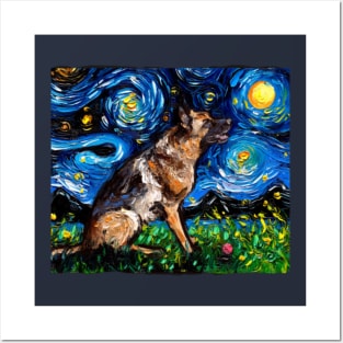 German shepherd night Posters and Art